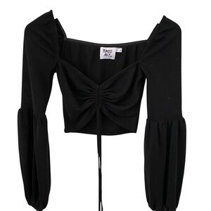 Princess Polly Black Long Sleeve Crop Top Women's Size 0
